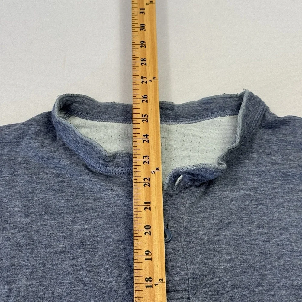 L.L. Bean Men's Henley Shirt Two-Layer River Driver Wool Nylon Cotton Blue Large